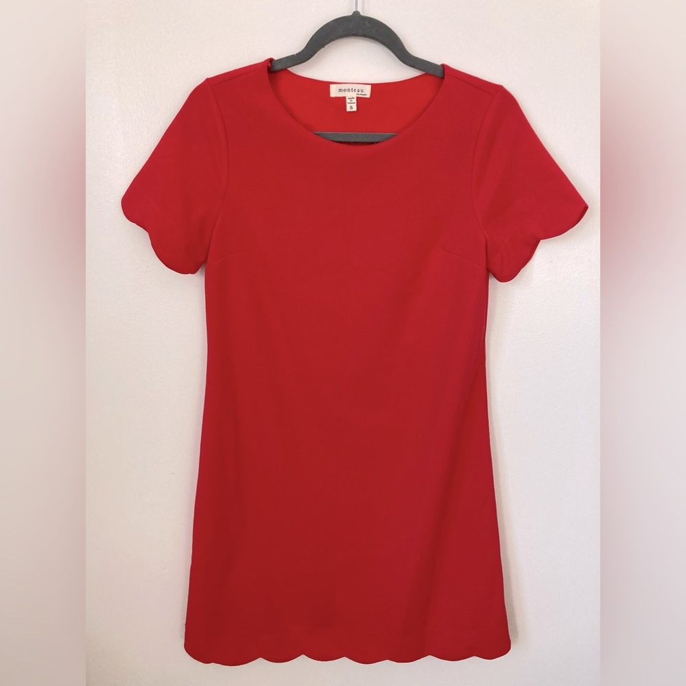 #119. Monteau Los Angeles, Short Sleeved Scalloped Mini Dress, Size S, (Women)